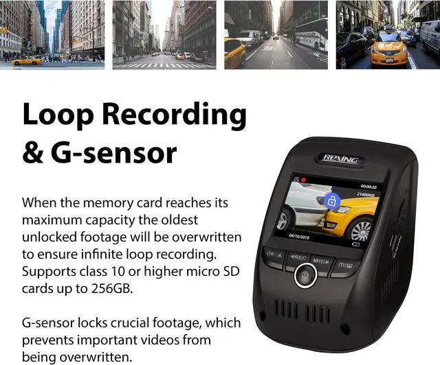 Alt view image 6 of 7 - Rexing V1P 3rd Generation Dual 1080p Full HD Front and Rear 170 Degree Wide Angle Wi-Fi Car Dash Cam with Supercapacitor, 2.4" LCD Screen, G-Sensor, Loop Recording, Mobile App