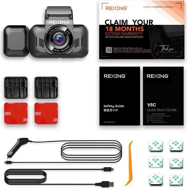 Alt view image 4 of 6 - REXING V5C Dash Cam Front 4K UHD 3840x2160@30fps & 1080p Cabin Camera w/ Modular Capabilities WiFi GPS Car Camera Recorder Night Vision,Loop Recording,Parking Monitor,Support 256GB,Voice Control(2021)