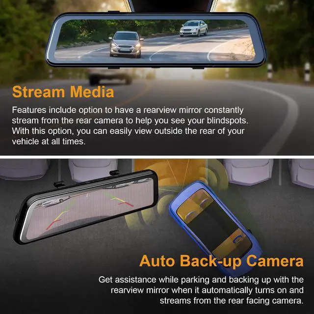Alt view image 6 of 7 - REXING M2 Smart BSD ADAS Dual Mirror Dash CAM 12 IPS Touch Screen, 1080p (Front+Rear),GPS,Stream Media, Parking Monitor, Night Vision, Blind SPOT Detection, Backup Camera for CAR, Pick UP Truck, Taxi