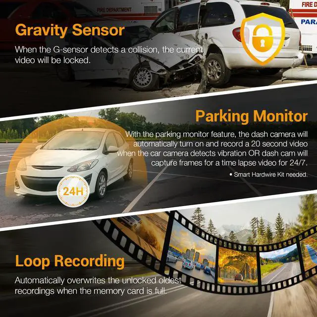 Alt view image 6 of 8 - Rexing V1GW-4K Ultra HD Car Dash Cam w/ Built-in GPS Logger, 2.4" LCD Screen,Wi-Fi,170° Wide Angle Dashboard Camera Recorder with G-Sensor, WDR, Loop Recording, Supercapacitor, Mobile App, up to 256GB