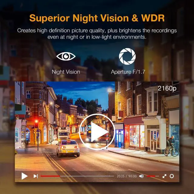 Alt view image 7 of 8 - Rexing V1GW-4K Ultra HD Car Dash Cam w/ Built-in GPS Logger, 2.4" LCD Screen,Wi-Fi,170° Wide Angle Dashboard Camera Recorder with G-Sensor, WDR, Loop Recording, Supercapacitor, Mobile App, up to 256GB