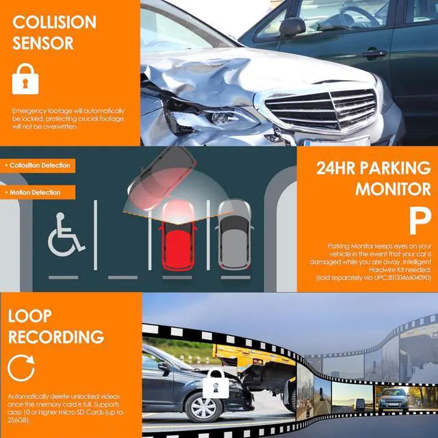 Alt view image 6 of 7 - REXING V2 PRO AI DASH CAM 3 Channel Front/Cabin/Rear 1080p Recording, 2.7 LCD, WiFi, Mobile App, GPS, Artificial Intelligence Dash Camera w/ ADAS, Collision/Pedestrian/Lane Departure Warning