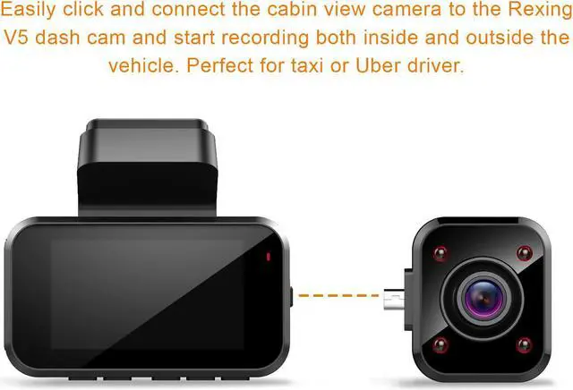 Alt view image 4 of 5 - Rexing Cabin View Camera, for V5 Premium 4K Modular Capabilities Car Dash Cam | 1080p | Modular Add-On | Infrared Night Vision | 170° Wide Angle | Live Support | 18 Month Warranty
