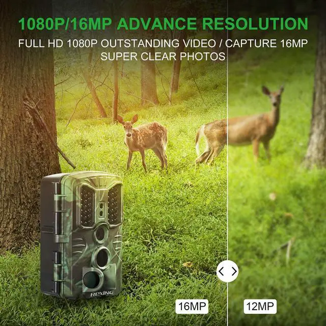Alt view image 3 of 7 - REXING H1 Blackhawk Night Vision Trail Camera Full HD 1920x1080,40 IR LED,120° PIR, > .2s Trigger Time, Photo Burst,Time Lapse,Loop recording,Password Enabled,IP54,SD card up to 128gb,Surveillance Cam