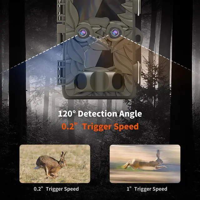 Alt view image 6 of 7 - REXING Woodlens H6 - Dual Camera Trail Cam, 4K+FHD Ultra HD Video, 20MP CMOS Motion Sensor with Night Vision, Photo Burst, Time Lapse, 512GB, TV Connect,16 Month Standby, Hunting/Wildlife Camera