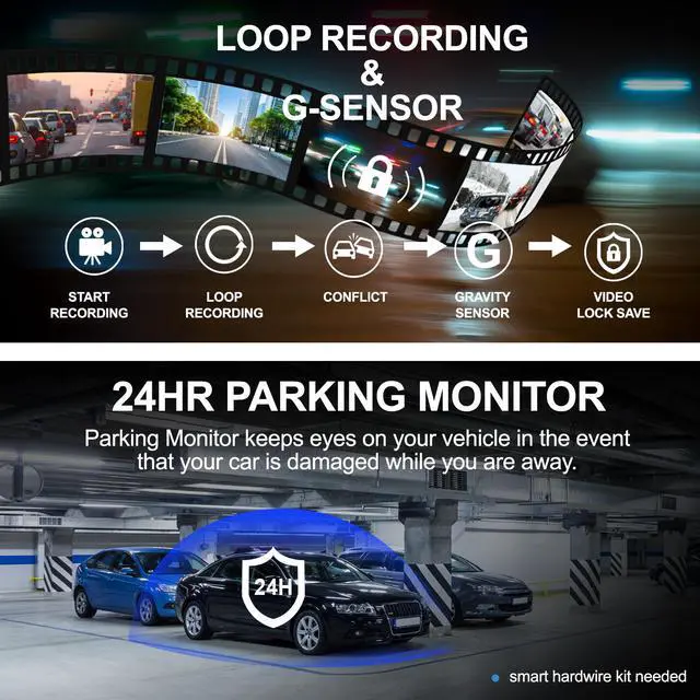 Alt view image 6 of 7 - REXING V1P MAX 4K UHD Dual Channel Dash CAM, 3840X2160 Front+1080p Rear, WiFi GPS Car Dash Camera w/Night Vision, Supercapacitor,170 Degree Wide Angle, Loop Recording, G-Sensor, Parking Monitor