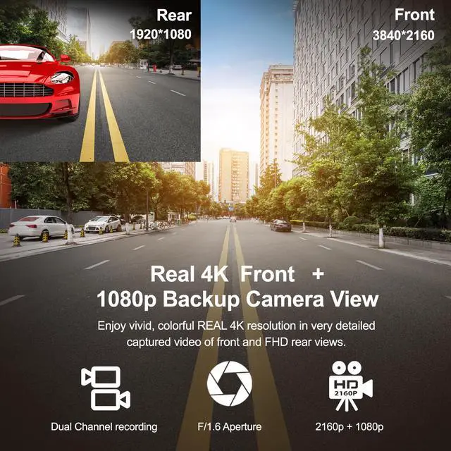 Alt view image 4 of 7 - REXING V1P MAX 4K UHD Dual Channel Dash CAM, 3840X2160 Front+1080p Rear, WiFi GPS Car Dash Camera w/Night Vision, Supercapacitor,170 Degree Wide Angle, Loop Recording, G-Sensor, Parking Monitor
