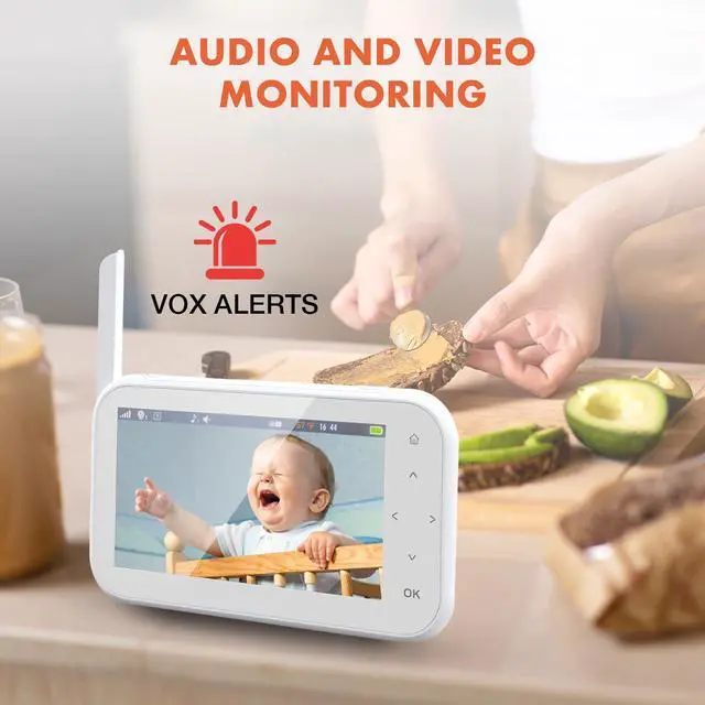 Alt view image 5 of 7 - REXING BM1 Baby Monitor w/ Recording Capabilities 4.5 IPS Display, 720p Video/Audio, Two-Way Talking, Microphone/Speaker, 1000ft Range, Night Vision,Thermal Monitor, Cry/Sound Detection,Lullaby Music