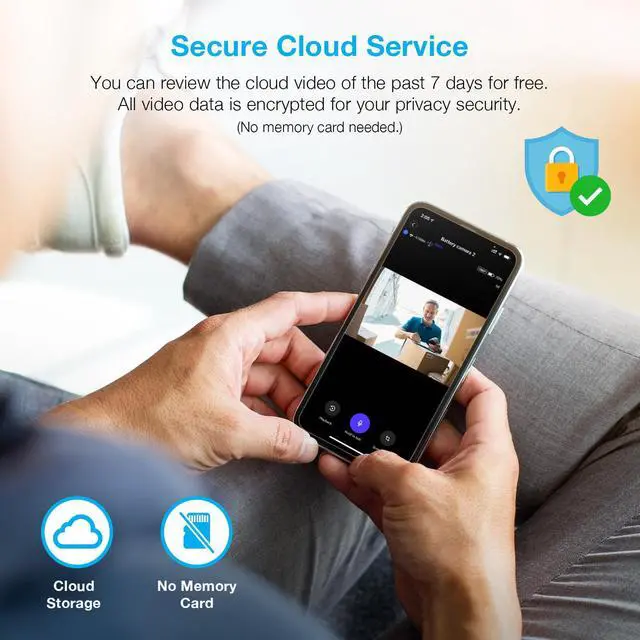 Alt view image 5 of 7 - REXING HS01 Smart Home Security Camera System,1080p,Wireless,Rechargeable Battery,Solar Panel,Door Bell Two-Way Intercom,Waterproof,Motion Activated,Infrared Night Vision,Cloud Storage,WiFi,Mobile App