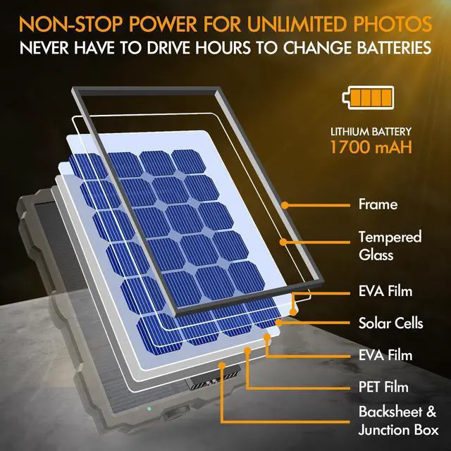 Alt view image 3 of 7 - Trail Camera Solar Panel Kit Waterproof 12V Solar Charger with 2400 mAh Rechargeable Lithium Battery Outdoor Power System for All Hunting Cameras