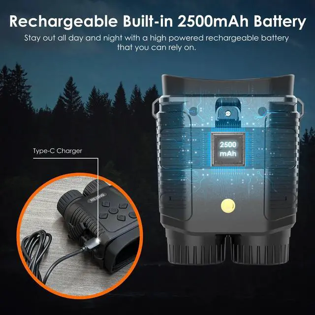 Alt view image 4 of 6 - REXING B1 Mini Night Vision Mini Digital Binoculars  Travel Infrared Binoculars Save Image And Video w/ Viewing Screen, High-Tech Hunting Gear