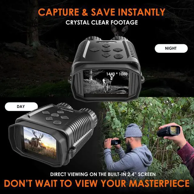 Alt view image 3 of 6 - REXING B1 Mini Night Vision Mini Digital Binoculars  Travel Infrared Binoculars Save Image And Video w/ Viewing Screen, High-Tech Hunting Gear