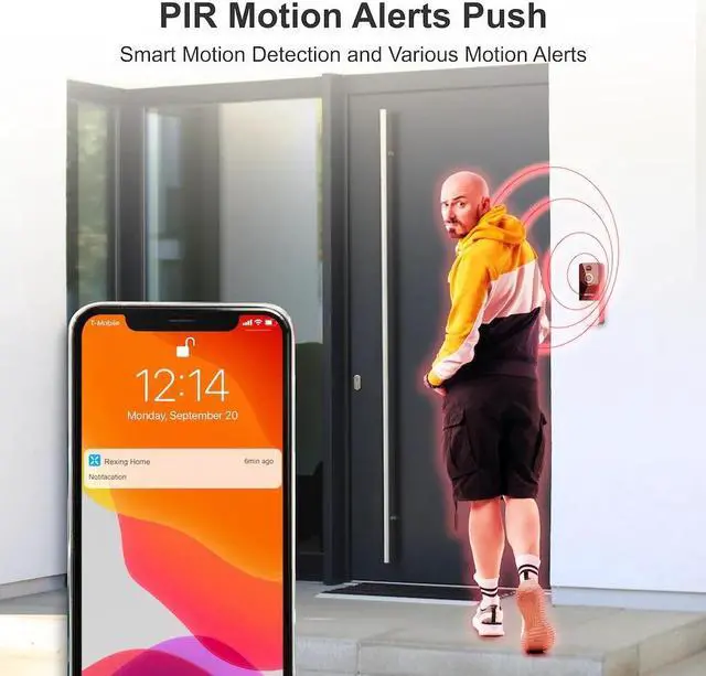 Alt view image 6 of 7 - Rexing SDB1 + Free 2 Year Warranty Smart Wireless Video Doorbell Camera 1080p Recording with WiFi, Ring Doorbell Chime, Rechargeable Battery, Two-Way Intercom, Motion Activated, Push Alerts