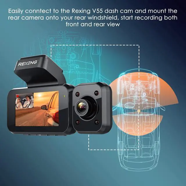 Alt view image 4 of 6 - Rexing Cabin View Camera For V55 Premium 4K Modular Capabilities Car Dash Cam, Modular Add-On, Infrared Night Vision, 170° Wide Angle