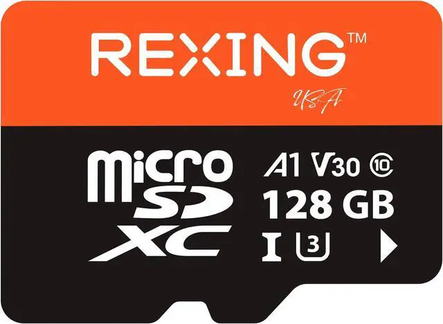 Main image of REXING 128GB microSDXC UHS-3 4K Full HD Video High-Speed Transfer Monitoring SD Card with Adapter for Dash Cams, Surveillance Systems, Security Cameras, & Body Cam