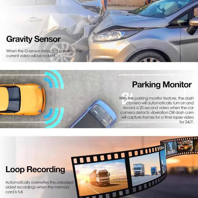 Alt view image 7 of 7 - Rexing V1-4K Ultra HD Car Dash Cam 2.4" LCD Screen, Wi-Fi, 170° Wide Angle Dashboard Camera Recorder with G-Sensor, WDR, Loop Recording, Supercapacitor, Mobile App, 256GB Supported
