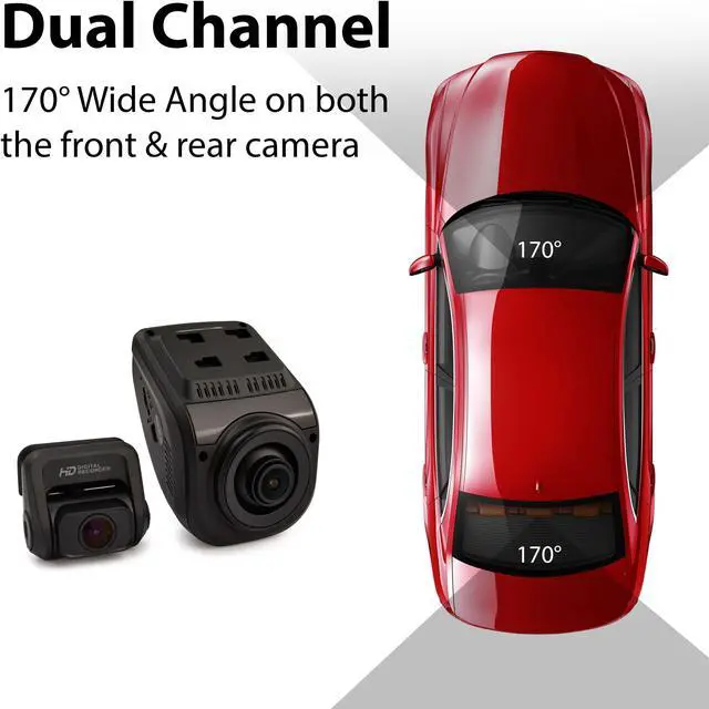 Alt view image 7 of 7 - Rexing V1P Pro Dual 1080p Full HD Front and Rear 170° Wide Angle Wi-Fi Car Dash Cam with Built-in GPS Logger, Supercapacitor, 2.4" LCD Screen, G-Sensor, Loop Recording, Mobile App, Parking Monitor
