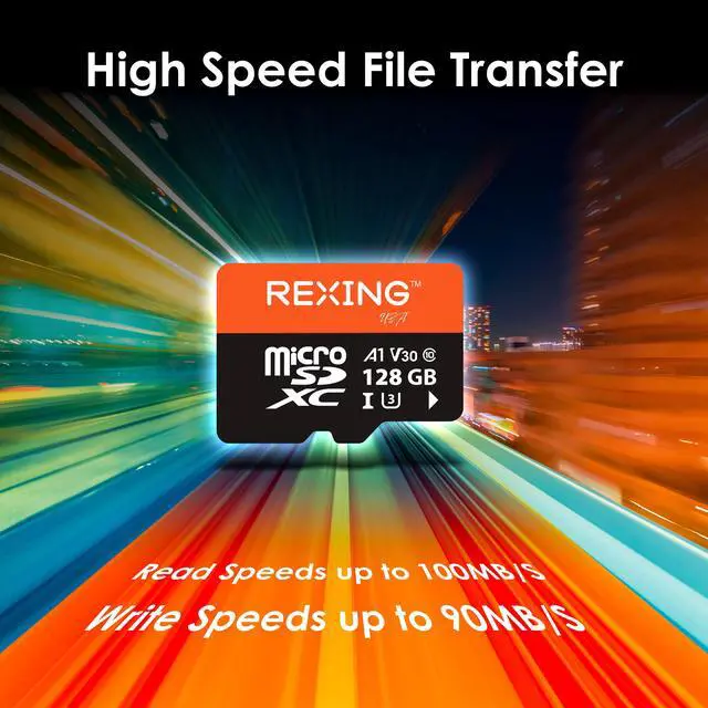 Alt view image 5 of 7 - REXING 128GB microSDXC UHS-3 4K Full HD Video High-Speed Transfer Monitoring SD Card with Adapter for Dash Cams, Surveillance Systems, Security Cameras, & Body Cam