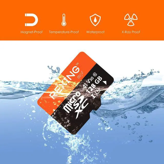 Alt view image 3 of 7 - REXING 128GB microSDXC UHS-3 4K Full HD Video High-Speed Transfer Monitoring SD Card with Adapter for Dash Cams, Surveillance Systems, Security Cameras, & Body Cam