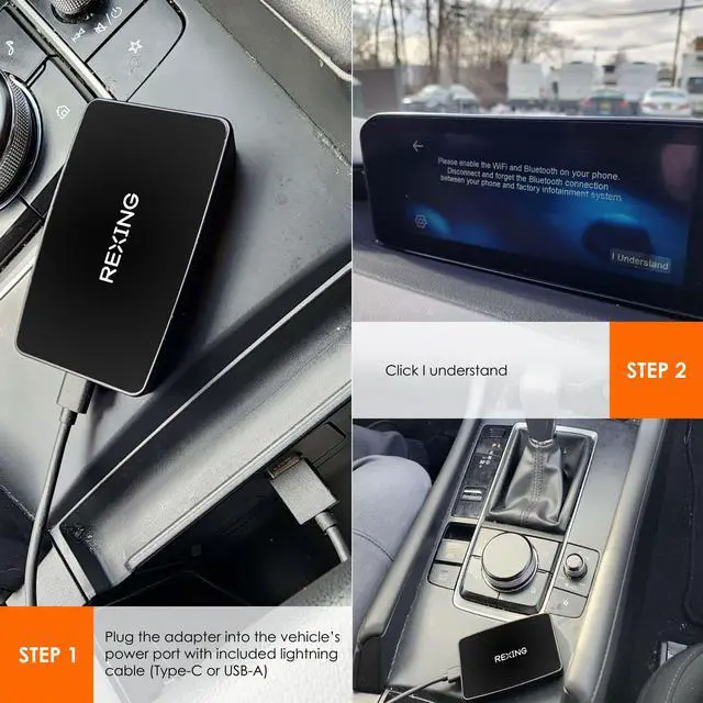 Alt view image 3 of 7 - Rexing CPW-1 Wireless Carplay Adapter, OEM Integrated Apple CarPlay, Convert Wired CarPlay to Wireless CarPlay, 5GHz Wi-Fi, Plug and Play, Bluetooth, USB, Type-C