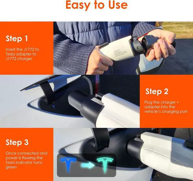 Alt view image 5 of 7 - Rexing J1772 to Tesla Charging Adapter 80 Amp / 250V AC - Only for Tesla Owners - Compatible with SAE J1772 Charger (Black)