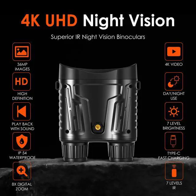 Alt view image 2 of 7 - Rexing B1 Pro - 4K IR Night Vision Digital Binocular, 4K(2160P) Resolution, IR Night Vision, Videos, Photos, 4x Digital Zoom, Weather Resistant