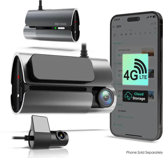 Main image of Rexing 4G LTE 2-Channel Dash Cam with GPS  2.5K Front + 1080p Rear | Real-Time Remote Access & Alerts