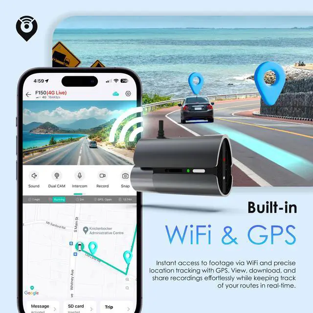 Alt view image 5 of 7 - Rexing 4G LTE 2-Channel Dash Cam with GPS  2.5K Front + 1080p Rear | Real-Time Remote Access & Alerts