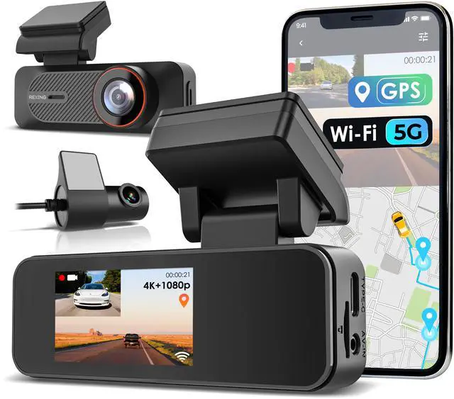 Main image of Rexing F30 4K+1080P Dual Dash Cam Front and Rear, Built-in GPS Mount, 5G Wi-Fi, App Control, Parking Monitor, Collision Detection