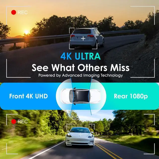 Alt view image 3 of 7 - Rexing F30 4K+1080P Dual Dash Cam Front and Rear, Built-in GPS Mount, 5G Wi-Fi, App Control, Parking Monitor, Collision Detection