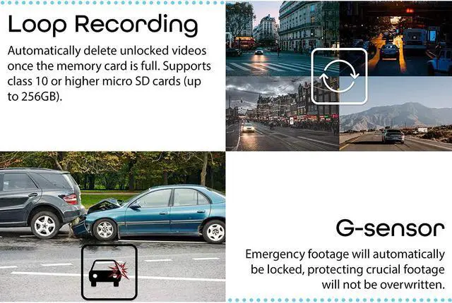 Alt view image 5 of 14 - Rexing V1P 4K 2.4" LCD 2160p Front + 1080p Rear Wi-Fi 170° Wide Angle Dual Channel Dashboard Camera Recorder Car Dash Cam with Rear Cam, G-Sensor, WDR, Loop Recording Mobile App Supercapacitor (2021)