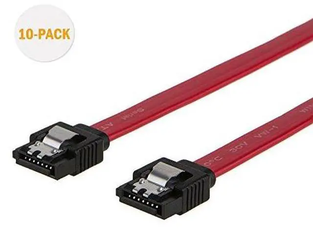 Main image of SATA III Cable, CableCreation [10-Pack] 8-inch SATA III 6.0 Gbps 7pin Female to Female Data Cable with Locking Latch, Red