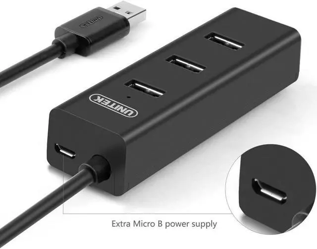 Alt view image 2 of 6 - UNITEK Powered 4 Ports USB 3.0 Charging Hub For PC Laptop Mac Notebook Desktop