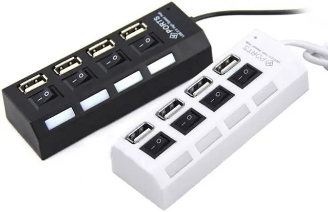 Alt view image 2 of 4 - Mini USB 2.0 Hub 4 Ports Portable High Speed USB Hub 480 Mbps On/Off Switch Hub USB Splitter Adapter HUB For PC Laptop
