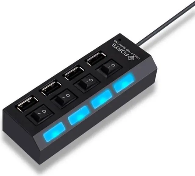 Alt view image 3 of 4 - Mini USB 2.0 Hub 4 Ports Portable High Speed USB Hub 480 Mbps On/Off Switch Hub USB Splitter Adapter HUB For PC Laptop