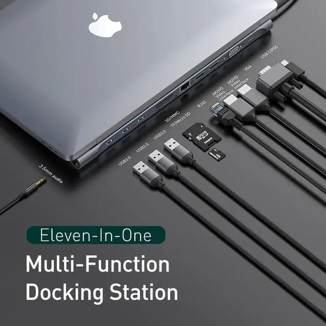 Alt view image 2 of 5 - USB C HUB Type C to HDMI VGA RJ45 Multi Ports USB 3.0 USB3.0 Type-C Splitter For Macbook Pro Air USB-C HUB Power Adapter