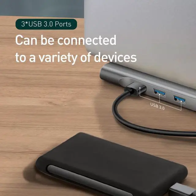 Alt view image 3 of 5 - USB C HUB Type C to HDMI VGA RJ45 Multi Ports USB 3.0 USB3.0 Type-C Splitter For Macbook Pro Air USB-C HUB Power Adapter