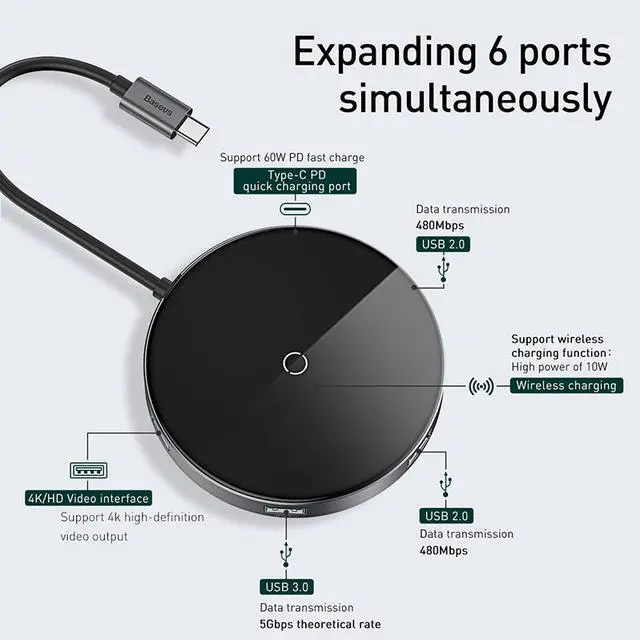 Main image of USB Type C HUB to HDMI 4k USB 3.0 HUB Type-c PD Power Adapter For MackBook Pro Air Qi Wireless Charger USB-C Splitter HAB