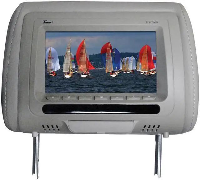 Alt view image 3 of 5 - New Pair Tview T737dvpl-Gr 7" Headrest Monitors Car Video Headrest Monitors Grey