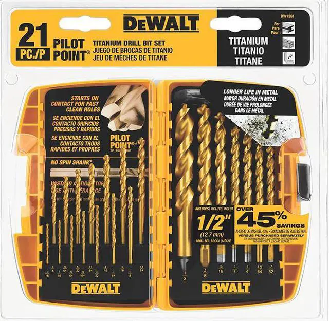 Alt view image 3 of 7 - DeWalt DW1361 21-Piece Titanium Pilot Point Drill Bit Set