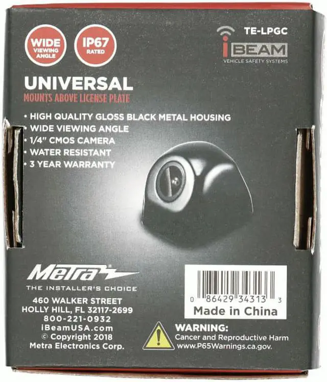 Alt view image 10 of 13 - iBeam TE-LPGC Above License Plate Backup Cam with Gloss Black Metal Housing