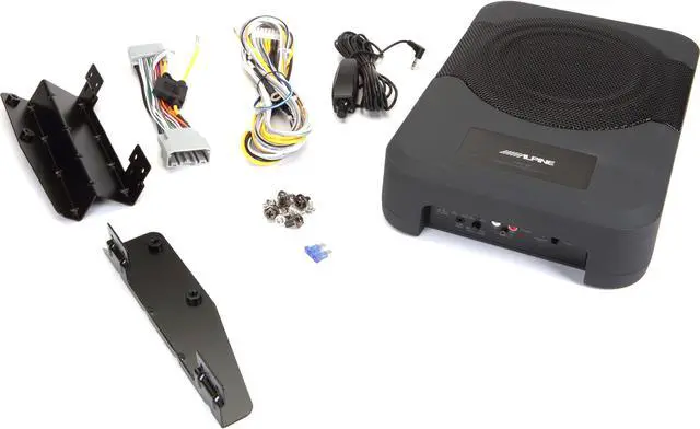 Main image of Alpine Restyle 8" Amplified Subwoofer (PWE-S8-WRA) Custom Fit for 2011-Up Jeep Wrangler (4 door) - Under Seat Plug and Play 120 Watt Amplified Subwoofer
