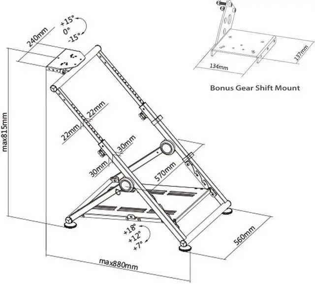 Alt view image 3 of 7 - Boost Industries RC-GTF1 / SWS-04 Foldable Height Adjustable Racing Steering Wheel Stand for Gamers (Bonus Gear Shift Mount Included)