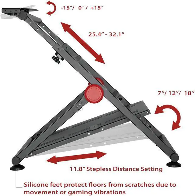 Alt view image 7 of 7 - Boost Industries RC-GTF1 / SWS-04 Foldable Height Adjustable Racing Steering Wheel Stand for Gamers (Bonus Gear Shift Mount Included)
