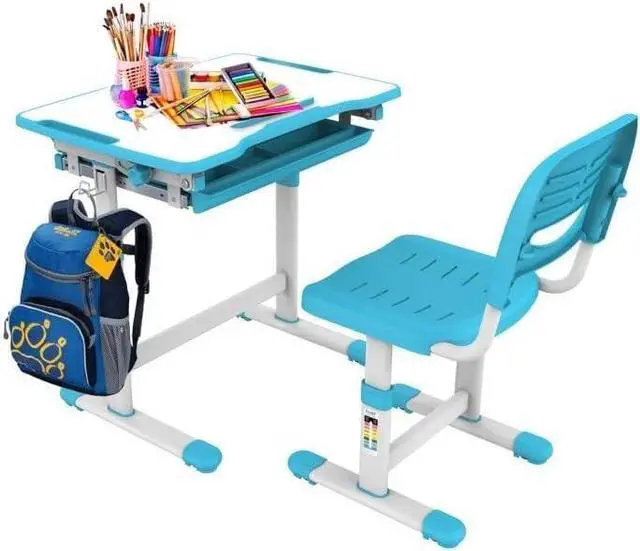 Alt view image 2 of 3 - Boost Industries KidzDesk KD26B Ergonomic Height Adjustable 'Kaiden' Children Desk and Chair Set (Blue)