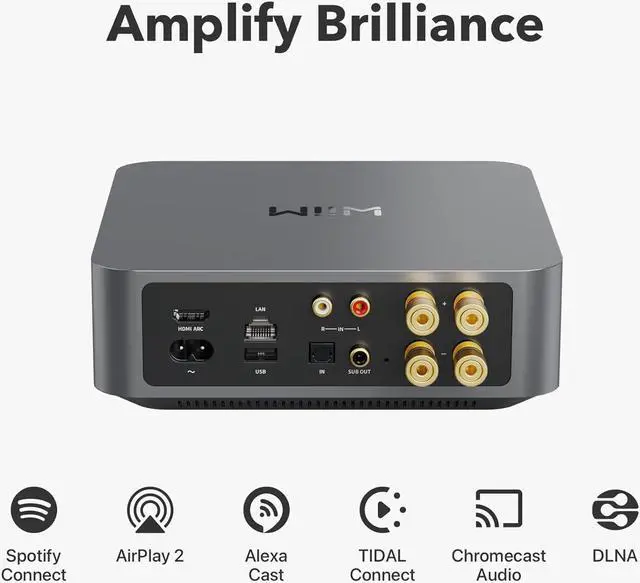 Alt view image 2 of 7 - WiiM Amp: Multiroom Streaming Amplifier with AirPlay 2, Chromecast, HDMI & Voice Control  Stream Spotify, Amazon Music, TIDAL & More (Space Gray)
