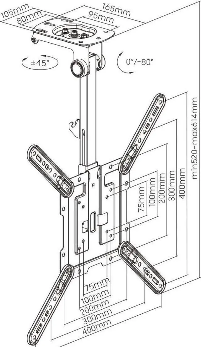 Alt view image 7 of 7 - Boost Industries CM-2355 Manual Flip Down Swivel TV Ceiling Mount for 23" - 55" Screens
