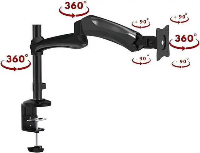 Alt view image 3 of 5 - Boost Industries Universal DMA-1327 Single Monitor Desktop Mount for Computer PC Monitor or TV 13" - 27" LED LCD Screens