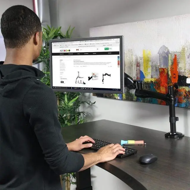 Alt view image 2 of 5 - Boost Industries Universal DMA-1327 Single Monitor Desktop Mount for Computer PC Monitor or TV 13" - 27" LED LCD Screens