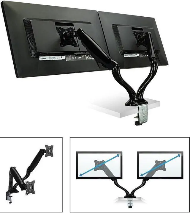 Main image of Boost Industries DM-1327D Universal Gas Spring Dual Arm Desk Mount For 13" To 27" Monitors